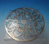 Glass Trivet Plate with Sterling Silver Overlay Four-Leaf Clover #A92C (#5489)