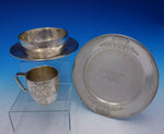 Tiffany and Co Sterling Silver Child's Set 4pc w/ Acid Etched Love Birds (#3709)