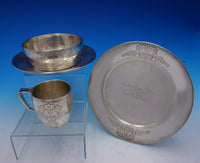 Tiffany and Co Sterling Silver Child's Set 4pc w/ Acid Etched Love Birds (#3709)