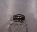 Norwegian Sterling Silver Glass Salt Pepper Shaker Set 2pc w/ Red Enamel (#6895)