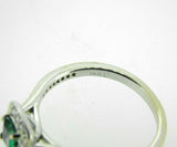 14k White Gold .31ct Genuine Natural Emerald and Diamond Halo Ring (#J5107)