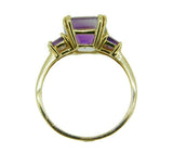 14k Yellow Gold Asscher Cut Genuine Natural Amethyst Ring w/ Baguettes (#J4641)