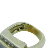 Modern 14k White Gold Square Genuine Natural Chalcedony Ring w/Diamonds (#J3603)