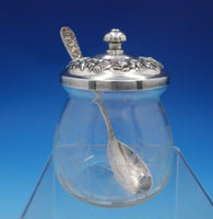 Repousse by Kirk Sterling Silver Glass Jelly Jar and Jelly Spoon #20F (#4909)