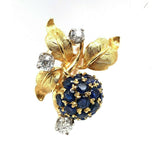 18k Gold Antique Genuine Natural Sapphire and Diamond Blackberry Earrings #J5433