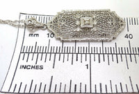 10k White Gold Pierced Deco / Filigree Pendant with Diamond (#J3509)