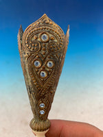 Jeweled Tussie Mussie Posey Posy Holder with Blue Paste Stones (#J1260)