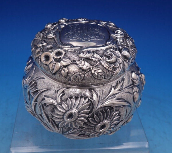 Repousse by R and S Sterling Silver Powder Jar 3 1/4" x 4 1/4" 7.3 ozt. (#7032)