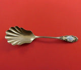 Blackinton Sterling Silver Sugar Spoon Vermeil Scalloped w/Enamel Flowers 5 3/4"