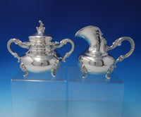 Baroque by Alt Heidelberg Sterling Silver Tea Set 4pc w/Matching SP Tray (#5017)