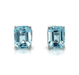 Platinum 4.96ct Genuine Natural Aquamarine Stud Earrings Jewelry (#J5698)