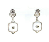 14k Gold Art Deco Filigree Genuine Natural Rock Crystal Quartz Earrings (#J5505)