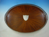 Victorian English Silver Gallery Tray with Wood Base and Pierced Border (#4245)