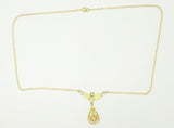 Victorian 10k Yellow Gold Genuine Natural Diamond Lavaliere Pendant (#J3241)