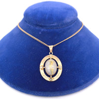 10k Gold Victorian Gold Vein Quartz Pendant w/ Flowers (#J5640)