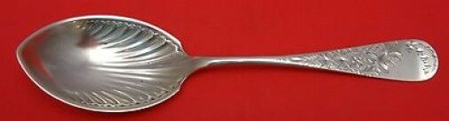 Antique Lily Engraved by Whiting Sterling Silver Preserve Spoon Fluted 7 1/4"