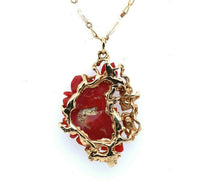 14k Yellow Gold Carved Coral and Pearl Pendant Flowers (#J5459)