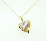 14k Yellow Gold Heart 2.39ct Genuine Natural Morganite Pendant (#J768)