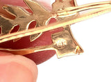 14k Yellow Gold Arts and Crafts Style Leaf Earrings (#J4875)