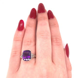 14k White Gold 4.54ct Deep Purple Genuine Natural Amethyst Ring (#J5751)
