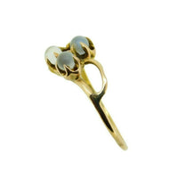 10k Yellow Gold Victorian Genuine Natural Three Moonstone Clover Ring (#J4770)
