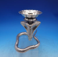 Sterling Silver Candle Holder Cobra Design w/ Red Eyes 8 1/2" x 5 1/4" (#6906)