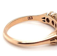 14k Yellow Gold Antique Five Genuine Natural Moonstone Band Ring (#J5694)