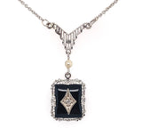 10k White Gold Black Onyx Art Deco Pendant Jewelry (#J5662)