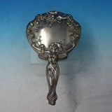 Cupid Sterling Silver Hand Mirror 10 1/2" x 5 3/4" c.1900 Art Nouveau (#5726)
