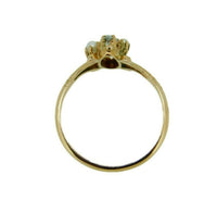 10k Yellow Gold Victorian Aquamarine Ring with Seed Pearls (#J4627)