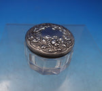 Sterling Silver and Glass Dresser Jar Floral Design on Lid 1 1/4" x 2" (#6838-2)