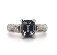 14k White Gold 2.36ct Grey Genuine Natural Spinel and Diamond Ring (#J5614)