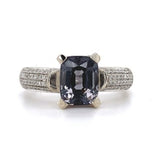 14k White Gold 2.36ct Grey Genuine Natural Spinel and Diamond Ring (#J5614)