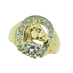 10k Yellow Gold Horse and Horseshoe .35ct Genuine Natural Diamond Ring (#J4525)