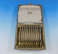 Bruckmann and Sohne German .800 Silver Ice Cream Fork 12pc Set w/Fitted Box #270