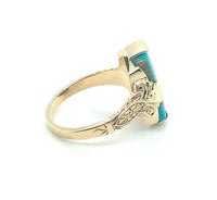 Vintage 10k Yellow Gold Genuine Natural Turquoise Ring c1940s (#J5211)