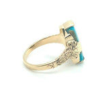 Vintage 10k Yellow Gold Genuine Natural Turquoise Ring c1940s (#J5211)