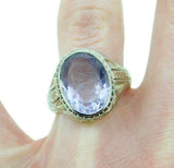 Deco 14k Yellow Gold Genuine Natural Amethyst Cameo Men's Ring (#J4720)