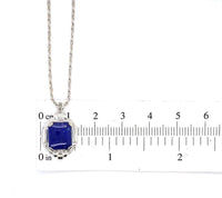 10k White Gold Art Deco Genuine Natural Lapis Lazuli Pendant Jewelry (#J5317)