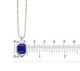 10k White Gold Art Deco Genuine Natural Lapis Lazuli Pendant Jewelry (#J5317)