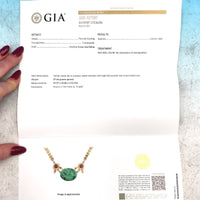14k Yellow Gold Retro Jadeite Jade and Ruby Necklace with GIA Report (#J5666)