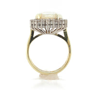 14k Gold Australian Genuine Natural Opal and Diamond Ring Size 4.25 (#J6349)