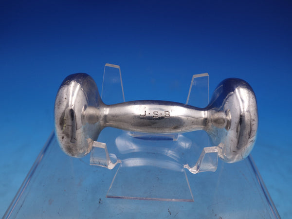 Tiffany & Co. Sterling Silver Baby Rattle Dumbbell Shape JSB Monogram #6955