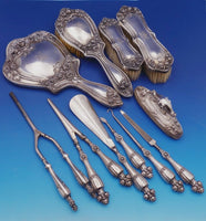 Bridal Rose by Alvin Simons Sterling Silver Dresser Set 11pc with Mono "K" #3126