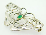 Hand Wrought Sterling Silver Butterfly Pin w/ Genuine Natural Chrysoprase #J4066