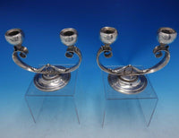 Blossom by HCW Danish Sterling Silver Candlestick Holder Pair Leaves Beads #3980