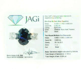 14k Gold 3.28ct Dark Blue Genuine Natural Sapphire Ring with Diamonds (#J3733)