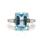 14k White Gold Emerald Cut 4.51ct Genuine Natural Aquamarine Ring (#J5589)