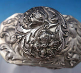Sterling Silver Tea Caddy w/ Repoussed Flowers 4 1/2" x 3 7/8" x 2 3/8" (#6463)