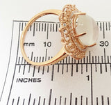 14K Rose Gold 3.83ct Genuine Natural Moonstone Ring with Diamonds (#J3318)